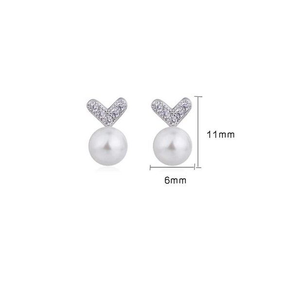 NEW 925 Sterling Silver Diamond Pearl Stud Earrings - Picture 12 of 13